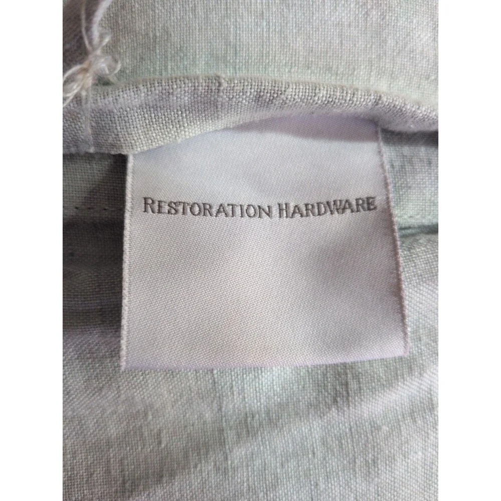 Restoration Hardware Belgian Linen Euro Feather Down Pillow+ Sham Fog Gray/Blue